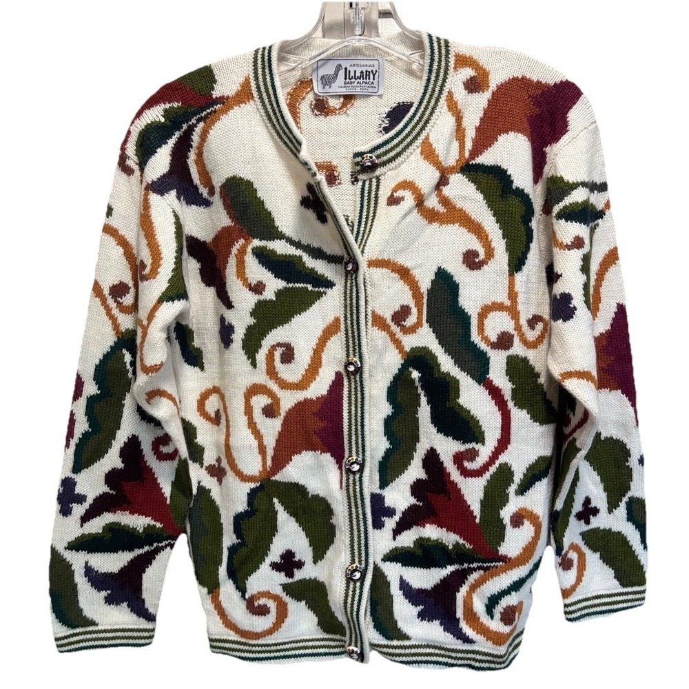 Vintage‎ Artesanias Illary Floral Button Up Cardigan Long Sleeve Size M